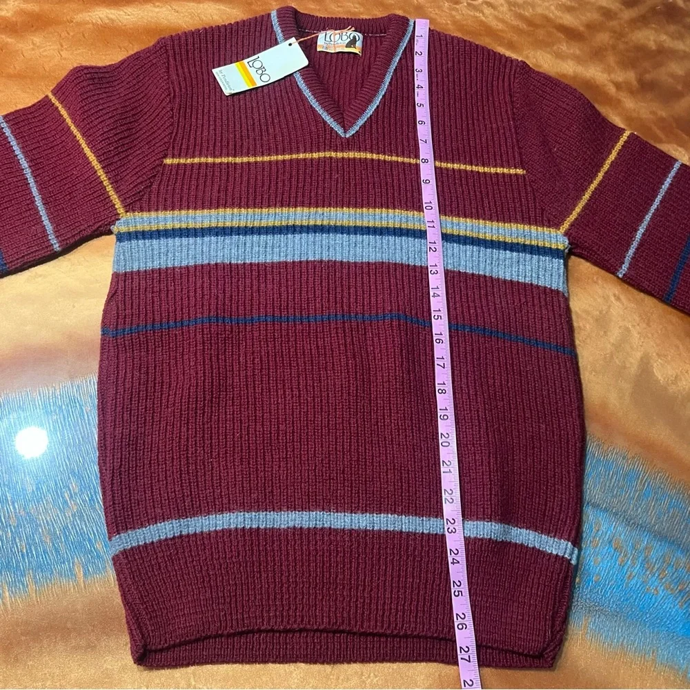 Vintage Pendleton Lobo Wool V-Neck Striped Sweater Medium Made USA new